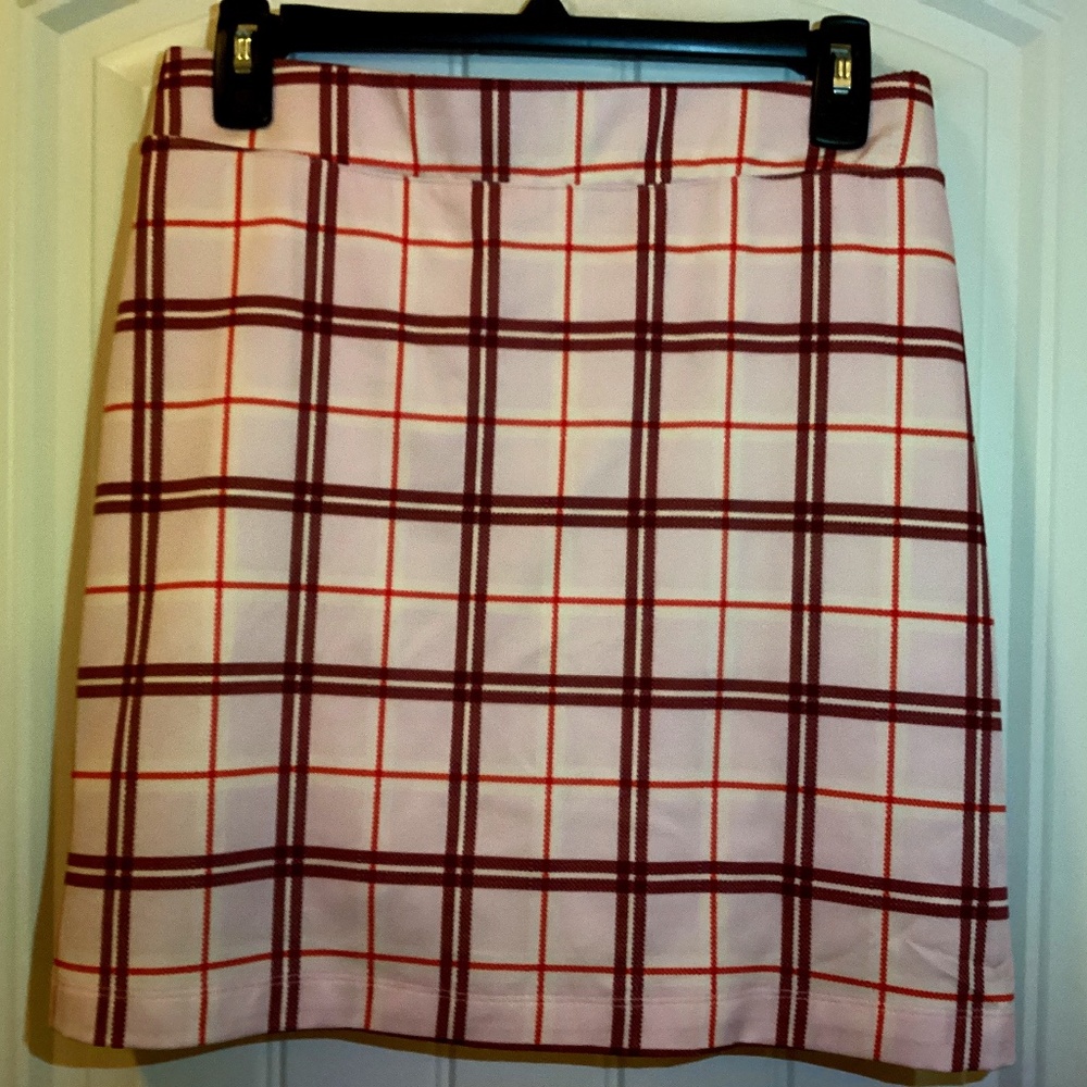 Lady Hagen Golf Skort Clubhouse‎ Plaid Burgundy Red Pink 16" XXL